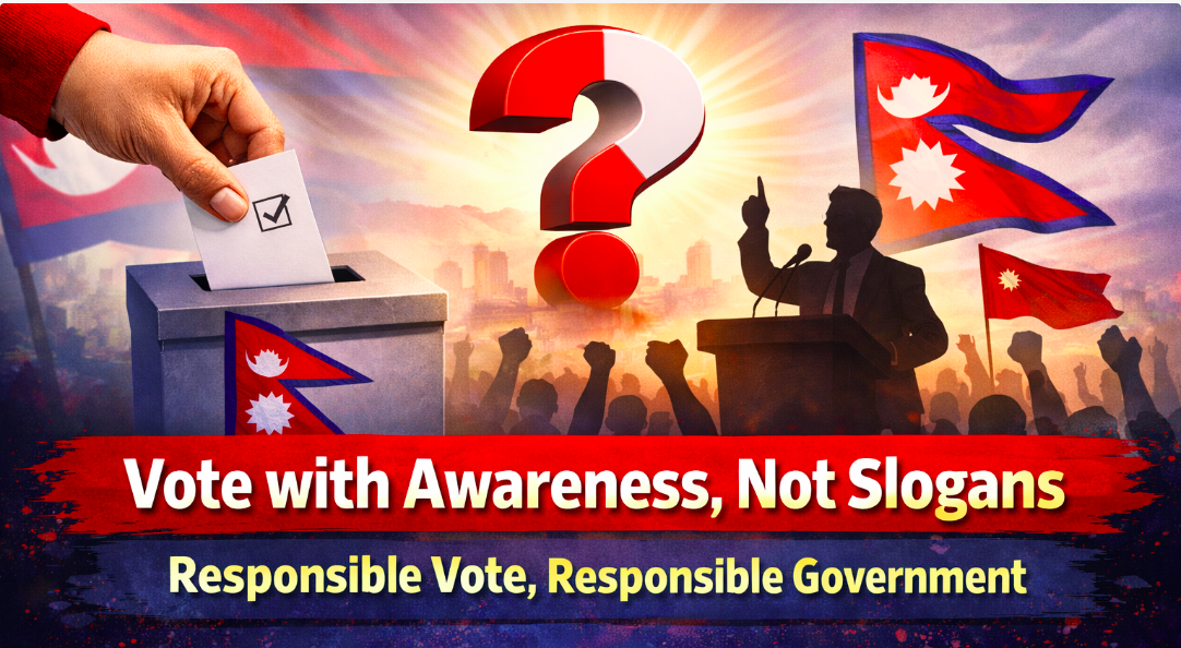 अबकी बार नारा होइन, उत्तर। जिम्मेवार भोट, जिम्मेवार सरकार ।